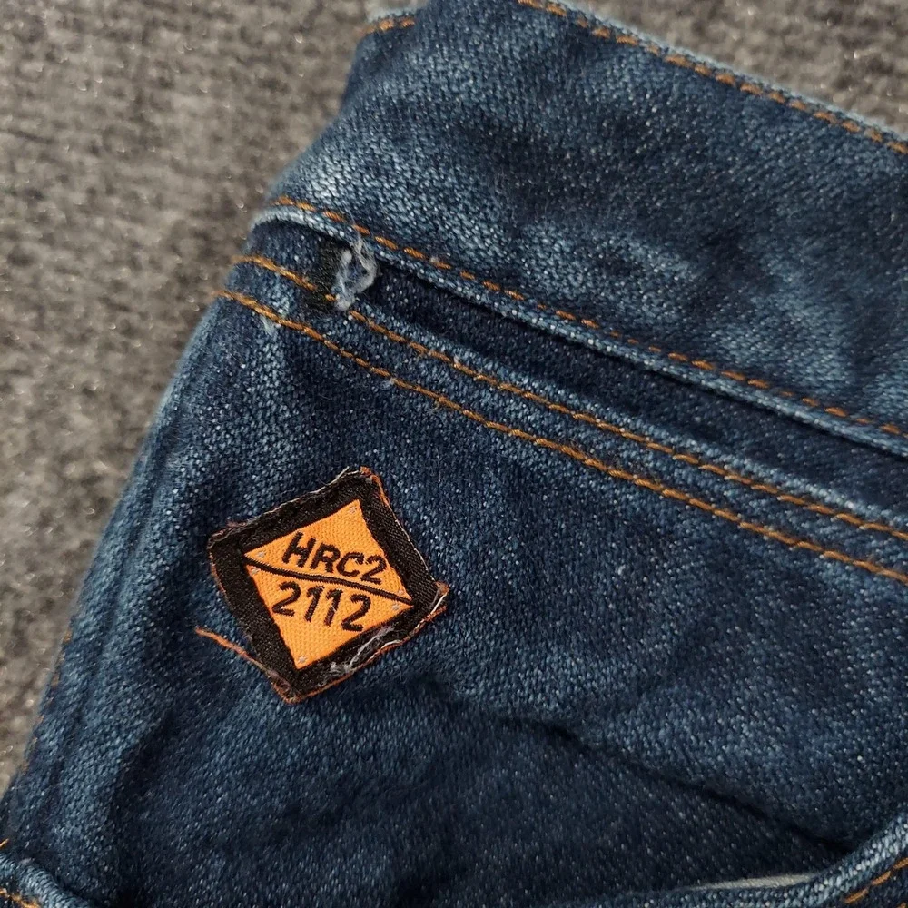 Wrangler FR 13MWZ Jeans‎ 38x34 Blue Dark Wash High Rise Bootcut Flame Resistant